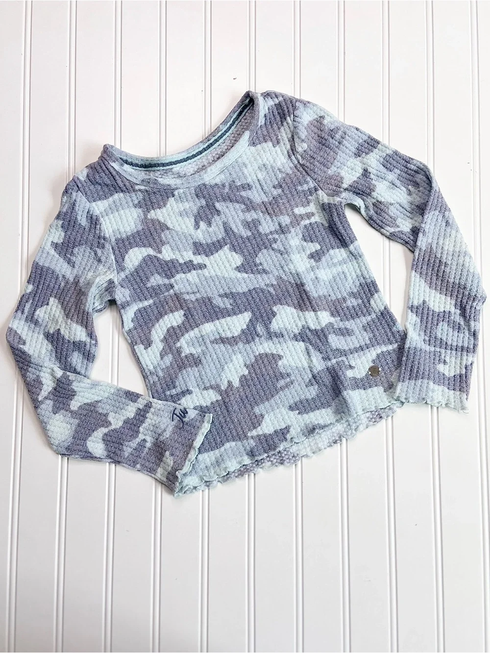 •Justice• waffle knit camo top